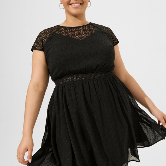 NWT Torrid Mini Clip Dot Crochet Lace Skater Dress - Picture 2 of 5